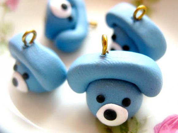4pcs Telephone Charms - Blue 