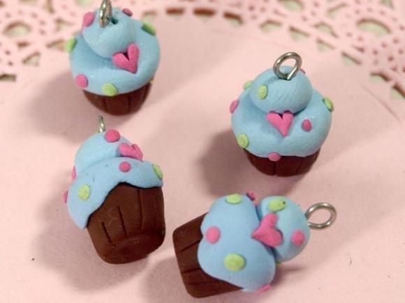 4 Mini Cupcakes Charms Code 2LHB-01 - Blue 